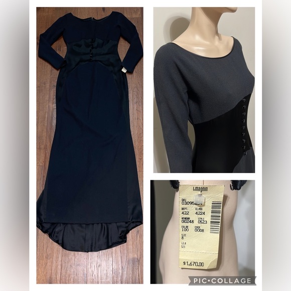 Vintage Donald Deal Long Black Evening Gown 8 - Picture 5 of 16